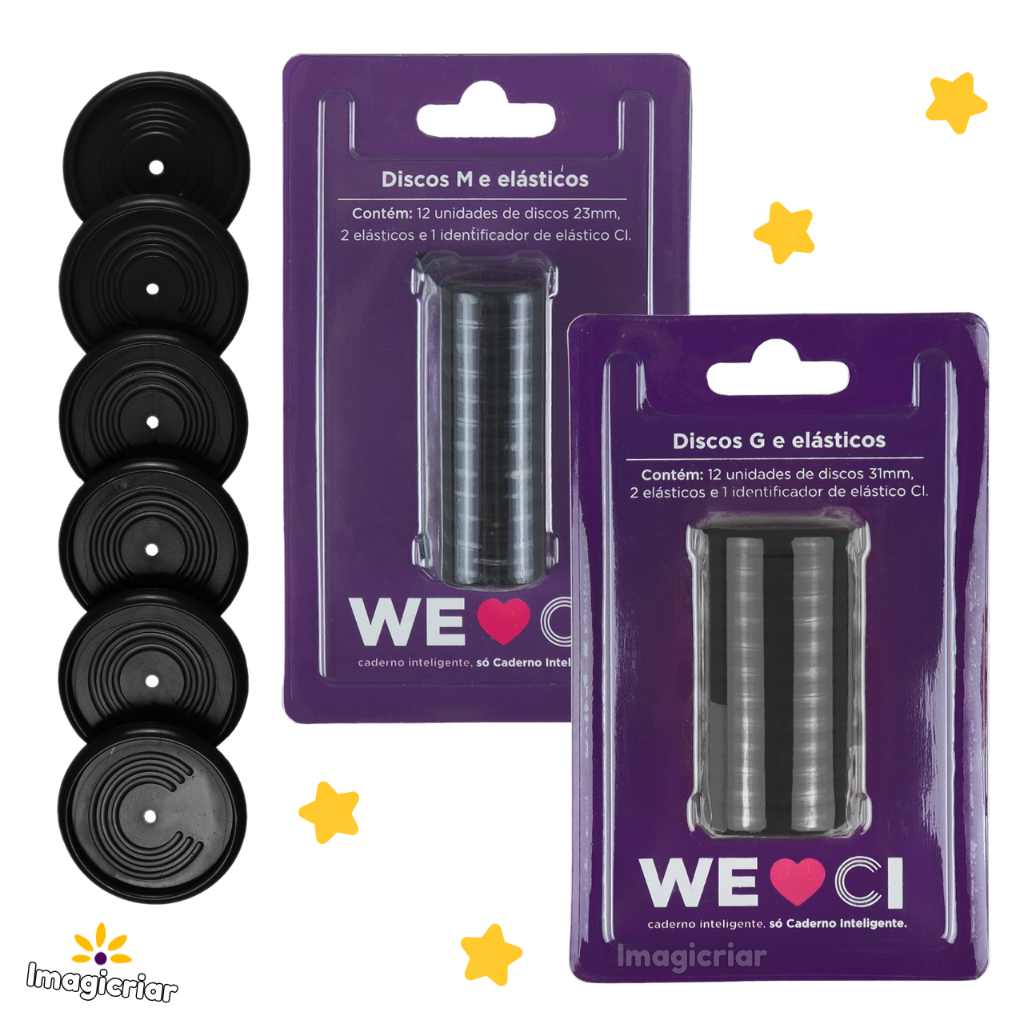 Discos + Elásticos Preto para Caderno Inteligente