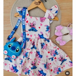 Vestido Stitch Moda Blogueira, Infantil Menina para Festa em Oferta na Shopee