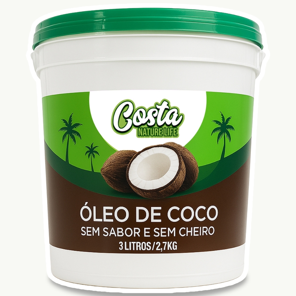 Óleo De Coco Sem Sabor Sem Glúten Sem Colesterol - Balde 3 Litros em Oferta na Shopee