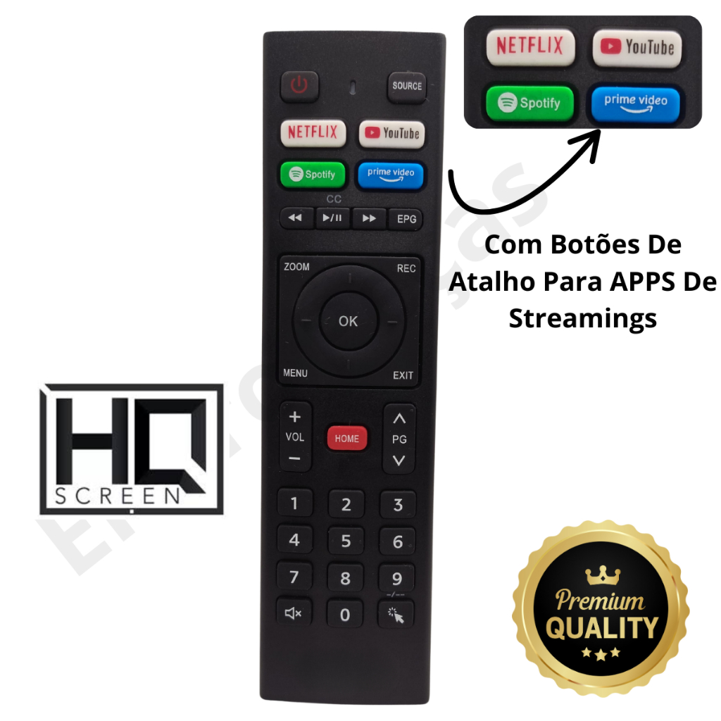 Controle Remoto Para Smart Tv Hqs32nkh Hqs43nkh Hk320df 60 Uhd 4k Hdr