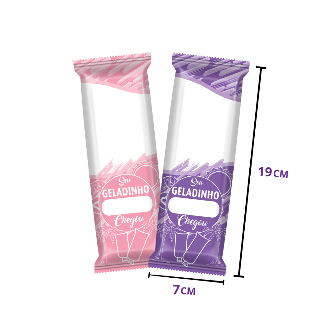 Embalagem Higiênica para geladinho gourmet 7x19, sacolé, juju, dindin, chup-chup