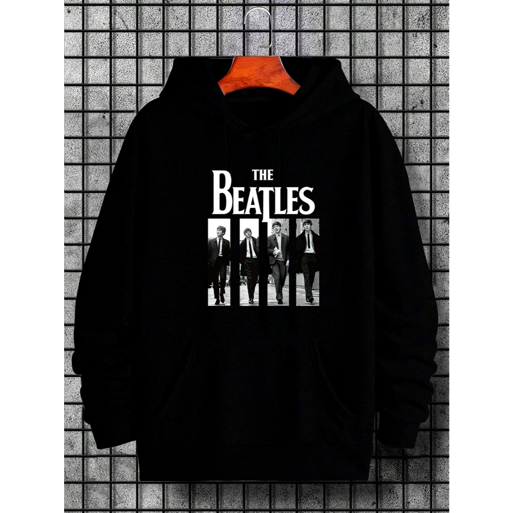 Blusa de Frio Canguru Capote Abrigo Banda The Beatles Casaco Moletom Gola Redonda Masculino e Feminino
