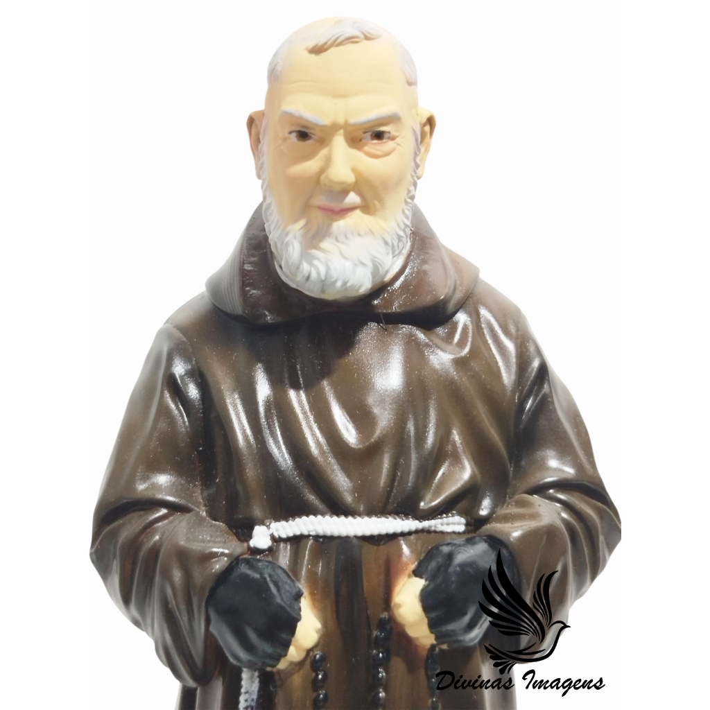 São Padre Pio Imagem 20cm Gesso Pintado Arte Sacra Católica Alta Qualidade Presente Religioso — imagem 2 de 2