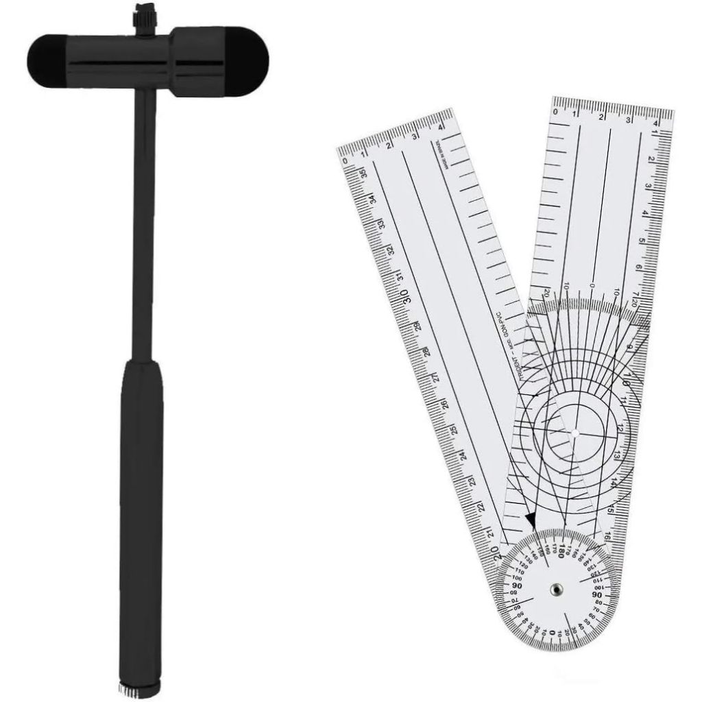 Kit Martelo  De Reflexo Buck Black + Goniômetro Grande 360° Envio Imediato