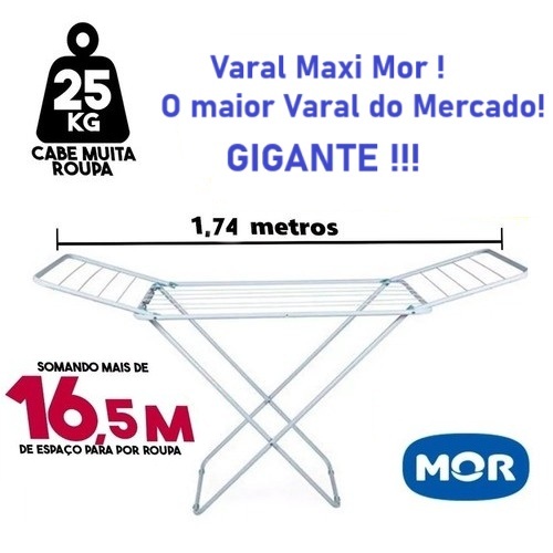 Varal Roupa Chão Maxi GIGANTE C/ Abas Retratil 1,74mt Branco Temos Todos Tamanhos em Aluminio e Aço em Oferta na Shopee