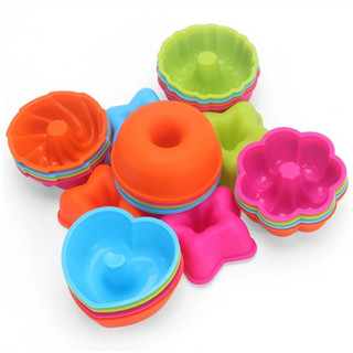 Formas de Silicone Coloridas Bolo Kit 12 Unidades Muffin Cupcake Pudim Donuts Forminhas Molde