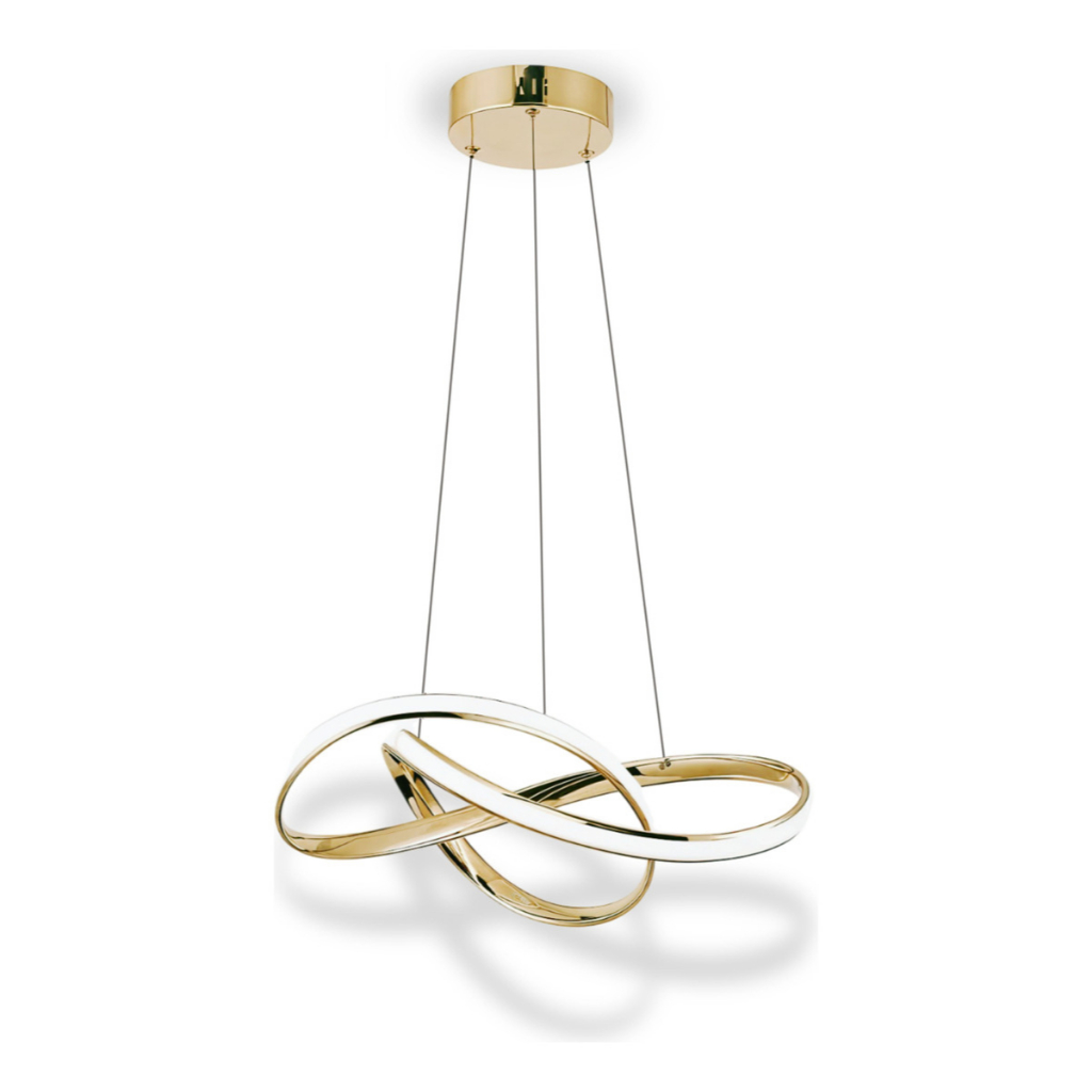 Lustre Pendente Led Moderno Arco Sala De Jantar Infinito 3 Em 1 Dourado Bivolt