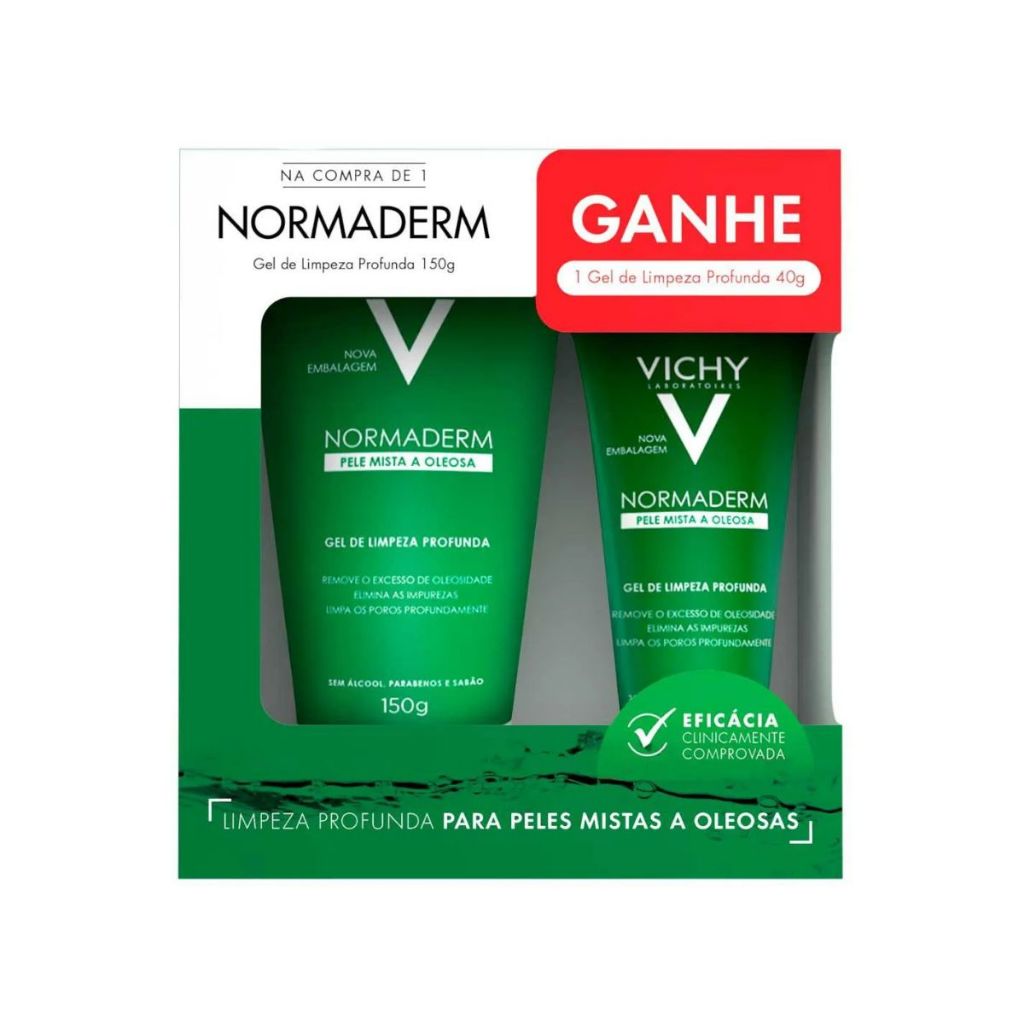 Kit Vichy Normaderm Gel De Limpeza Pele Mista a Oleosa 150g + 40g