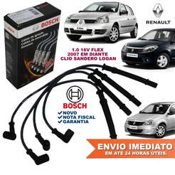 Jogo de Cabos de Velas Renault Sandero Logan Clio 1.0 16v 2007 a 2015 Original BOSCH Novo c/ NFe