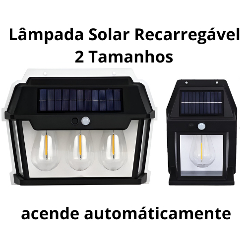 Lâmpada de Parede Solar LED com Painel Solar e Sensor – Iluminação para Jardim e Fachada