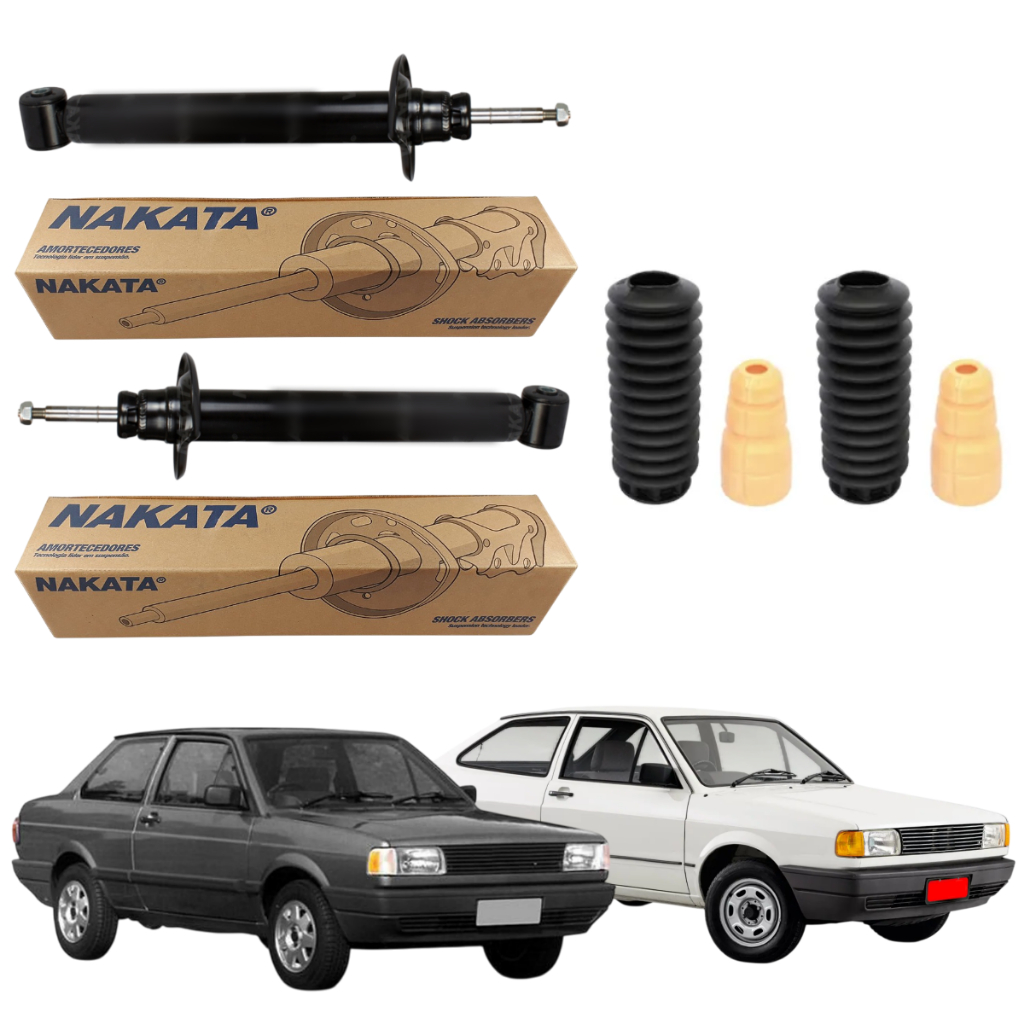 PAR AMORTECEDOR TRASEIRO GOL E VOYAGE QUADRADO 1984 A 1996 NAKATA + KIT