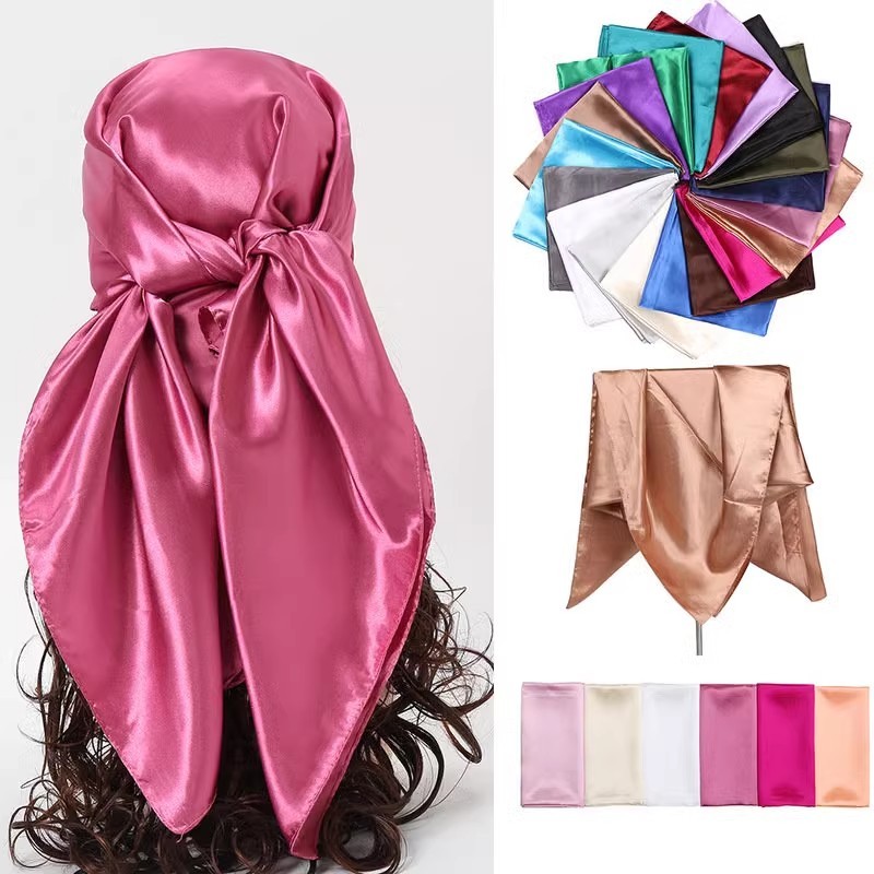 【Lenços Cetim Cabeça 90x90】Lenços Cetim Cabeça Pescoço de Seda Super Moda Elegante Primavera Grande 90cmx90cm