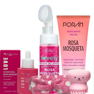 Kit skincare rosa mosqueta completo cuidados com a pele sabonete em Oferta na Shopee