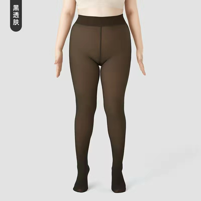 Meia-Calça Térmica Forrada Peluciada Translúcida de Lã Feminina Super Elástica Slim 220g