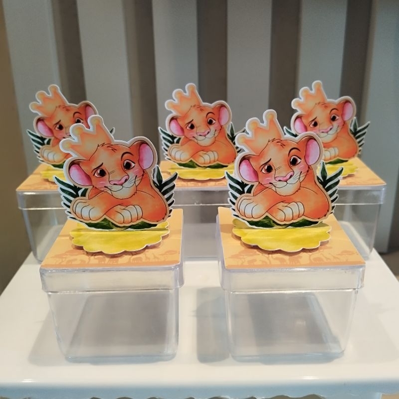 Caixinha Acrílica com Aplique 3D para lembrancinhas - Festa - Caixinha Acrílica Personalizadas - Rei Leão - Simba