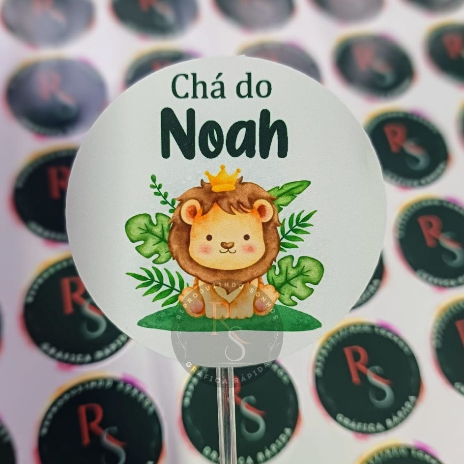 ADESIVOS DE CHÁ DE BEBÊ LEÃO PERSONALIZADO COM NOME - SAFARI - Lembrancinhas de Chá de Bebê.