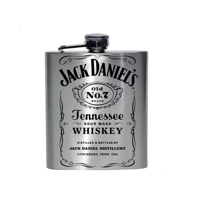 Cantil Bolso Inox Personalizado Com Nome Whisky Jack Premium