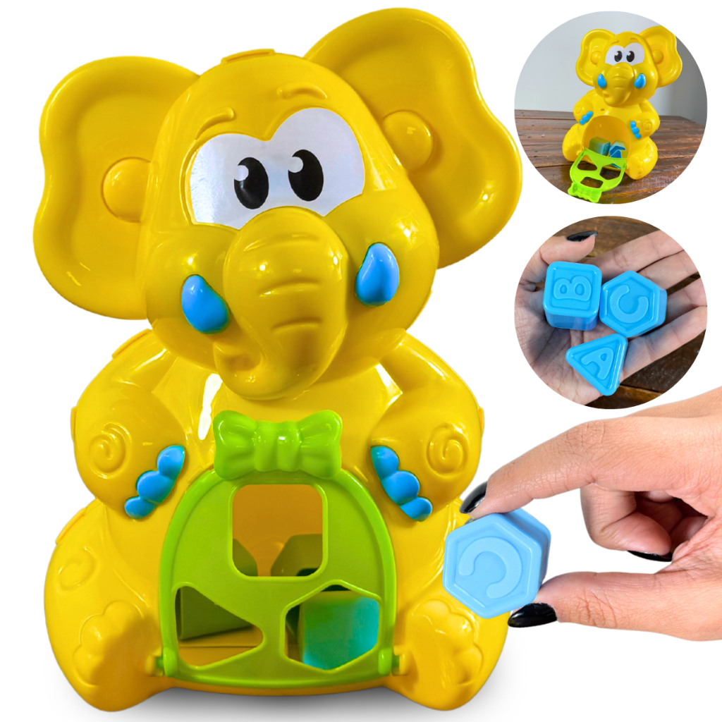 Jogo Encaixe Elefante Didático Infantil Brinquedo Educativo Bebê Criança Lembrança Presente