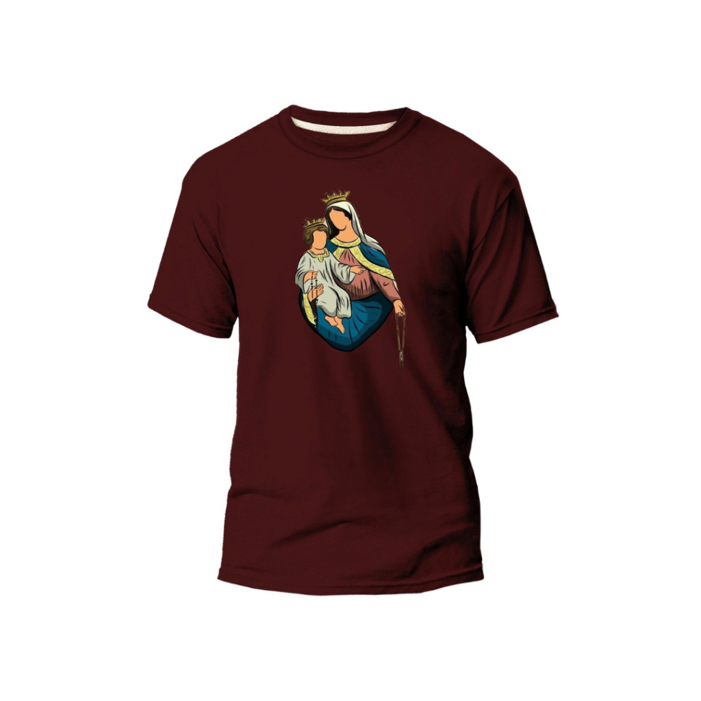 Camiseta Estampada Maria com Jesus Roupa Cristã Católica e Evangélica Masculino e Feminino