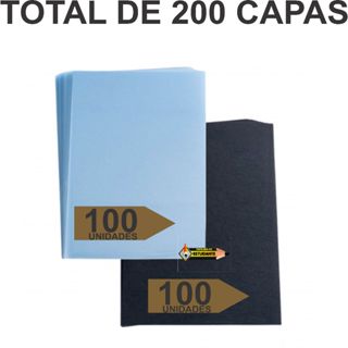 Kit 200 Capas para Encadernação A4 - 100 Transparentes PP Line + 100 Preto Couro 0,30mm em Oferta na Shopee