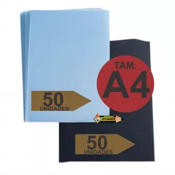 Kit 100 Capas para Encadernação A4 Pp - Incolor Line + Preta Couro
