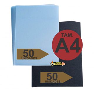 Kit 100 Capas para Encadernação A4 Pp - Incolor Line + Preta Couro em Oferta na Shopee