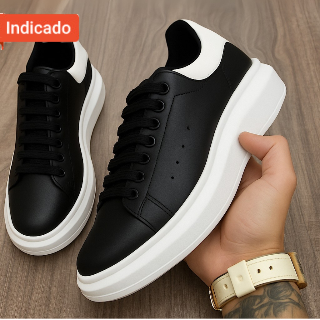 Sapatenis Casual Masculino Sneaker Sola Alta Macio Chunky Confortável Estiloso Sola Oversi...