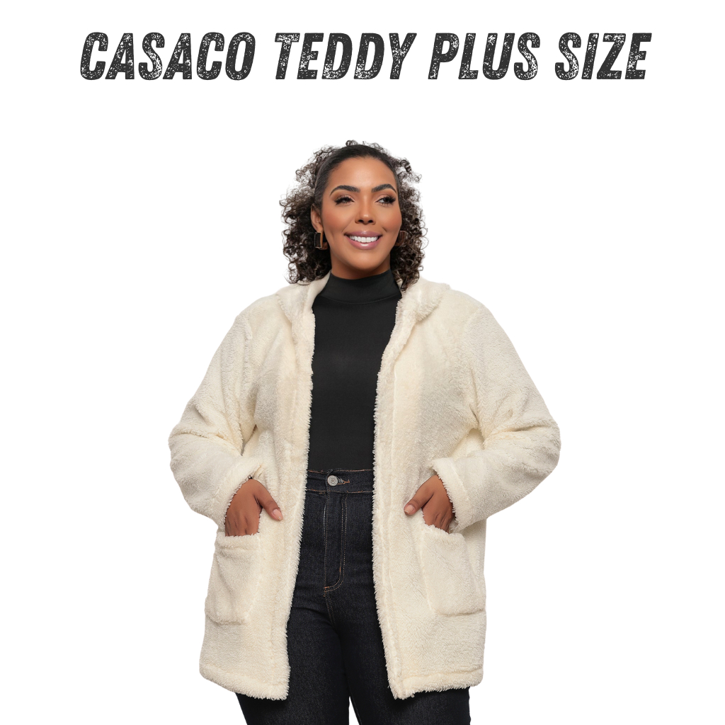 Casaco Teddy Blusa de Frio Feminina Inverno Pelinho Forrado Duplo
