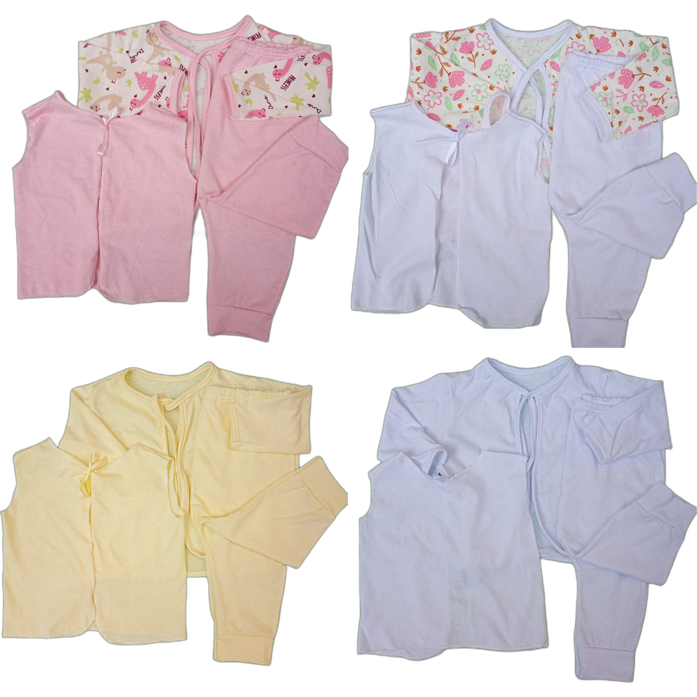 Kit Pagão  4 Conjuntos personalizados (12 Peças) Menino ou Menina com Estampas Variadas e Lisos