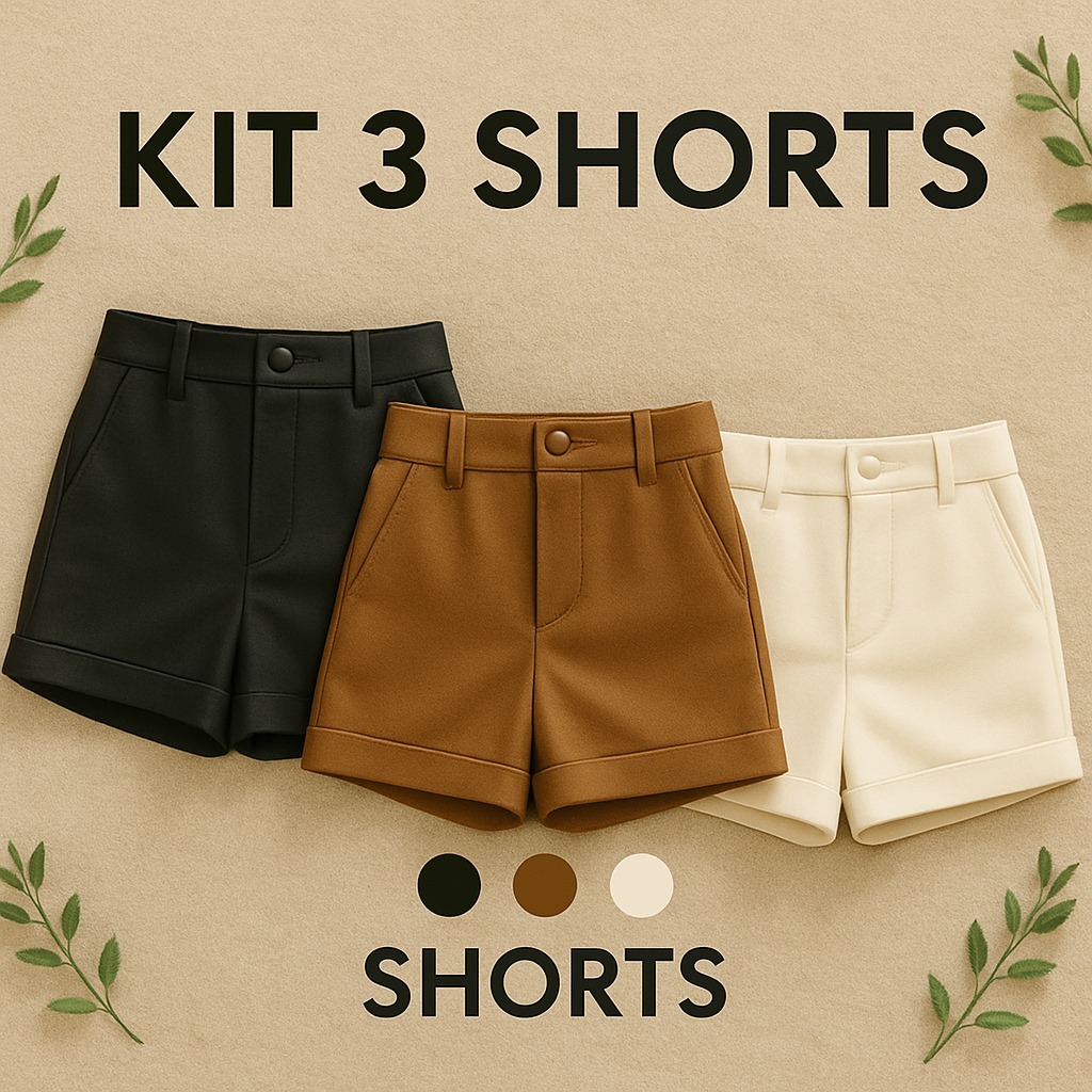 Kit 3 Shorts Courino Feminino – Couro Fake de Alta Qualidade Estilo e Conforto