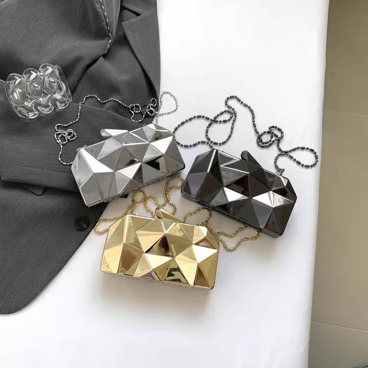 Bolsa prateada feminina transversal, bolsa de mão de alta qualidade para banquete e jantar