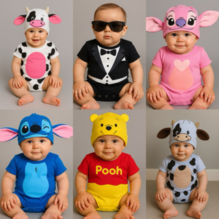 Body Temático Bebê Infantil com Touca / Fantasia Mesversário - Escolha o modelo