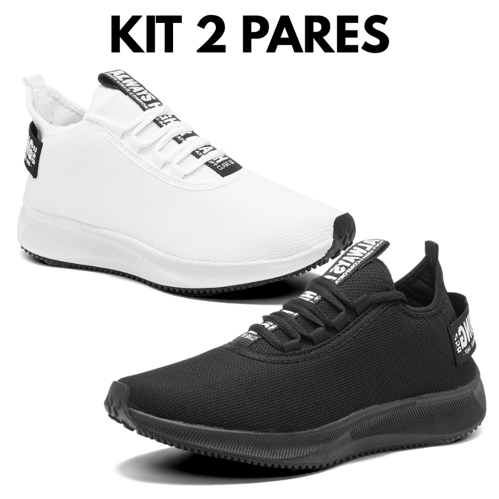 Kit 2 Tênis Masculinos Caminhada Academia Confortável Respirável Leves BF Shoes