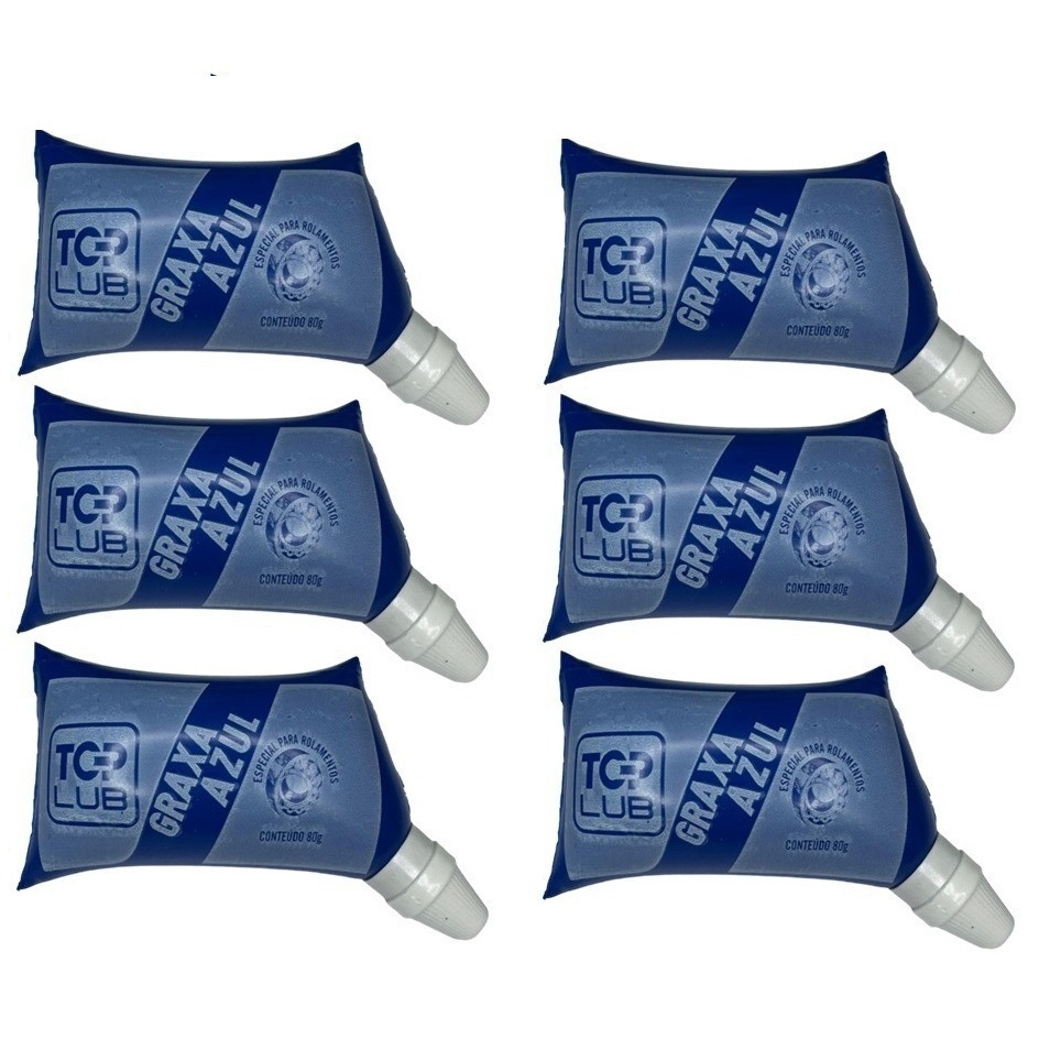 Kit 6x Graxa Azul Top Lub 80g Multiuso Rolamentos Engrenagens Moto Carro Bike Resistente Água em Oferta na Shopee