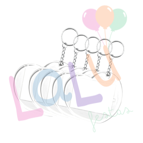 Kit 10/20/30/50/100 Chaveiro Coração Acrílico - Para Foto 3x4