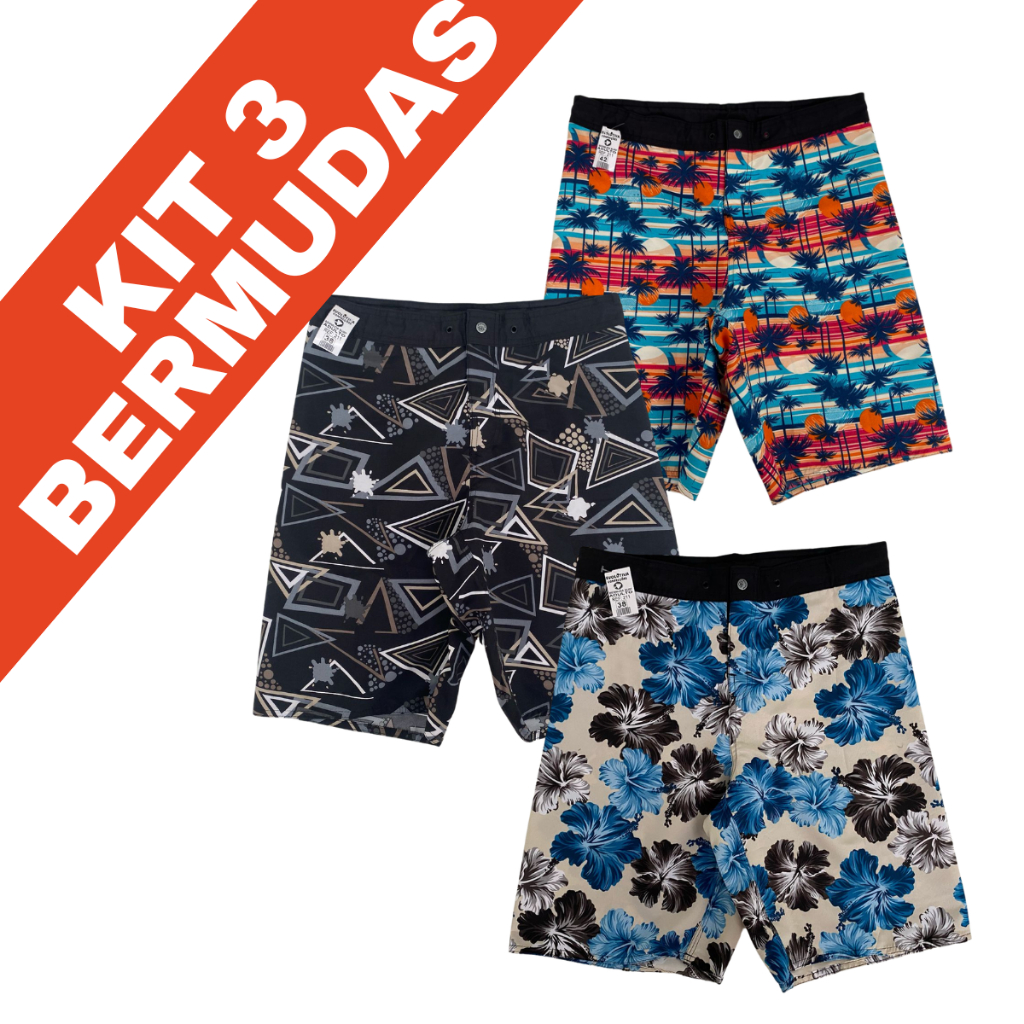 Combo 3 Bermudas Elastano  Masculinas de Tactel Leve - Perfeito para Esporte, Corrida e Academia