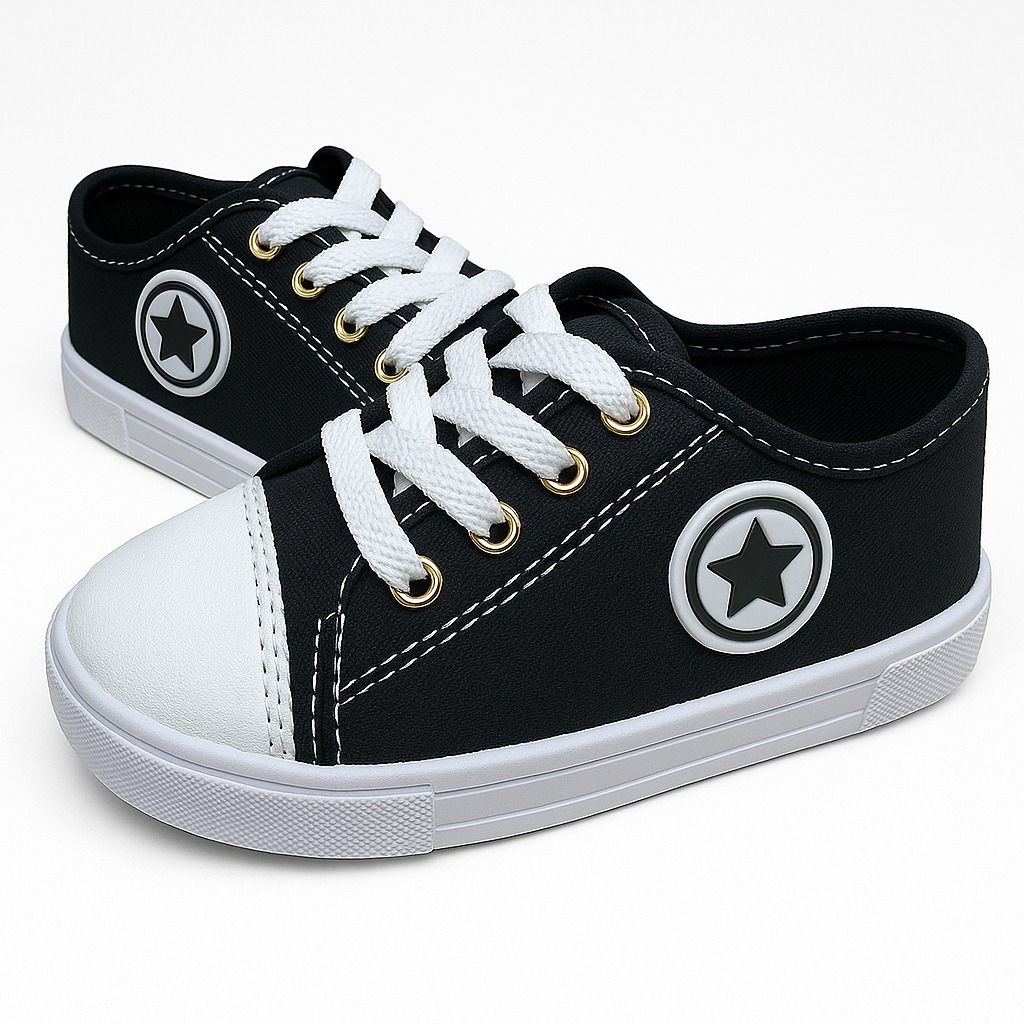Tênis Infantil Sapatênis Casual Criança Modelo Unissex Preto Menino Menina Promoção Origin...