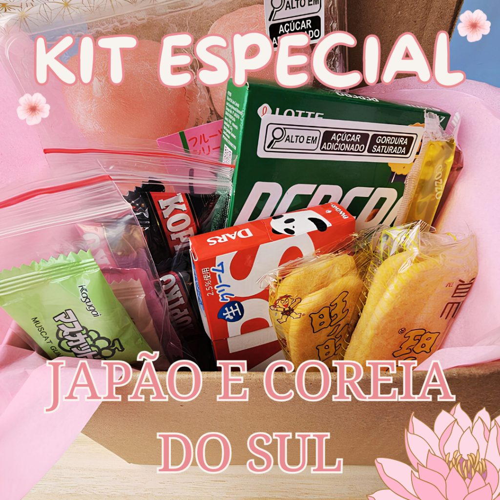 Kit Coreano Dia das Mães – Doces + Snacks Coreia do Sul e Japão – Presente Criativo - Caixa de doces Asiáticos Premium