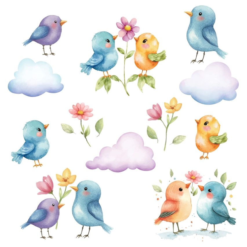 Adesivo De Parede Infantil Pássaros Flores Galhos Flor Passarinho Ps1 em Oferta na Shopee