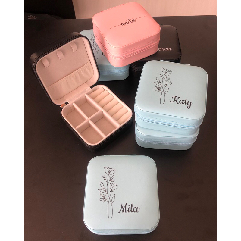 Porta Joias Personalizado com SEU nome Mini Porta Joia Caixinha Joias Viagem Portátil Armazenamento Anel Brinco Colar