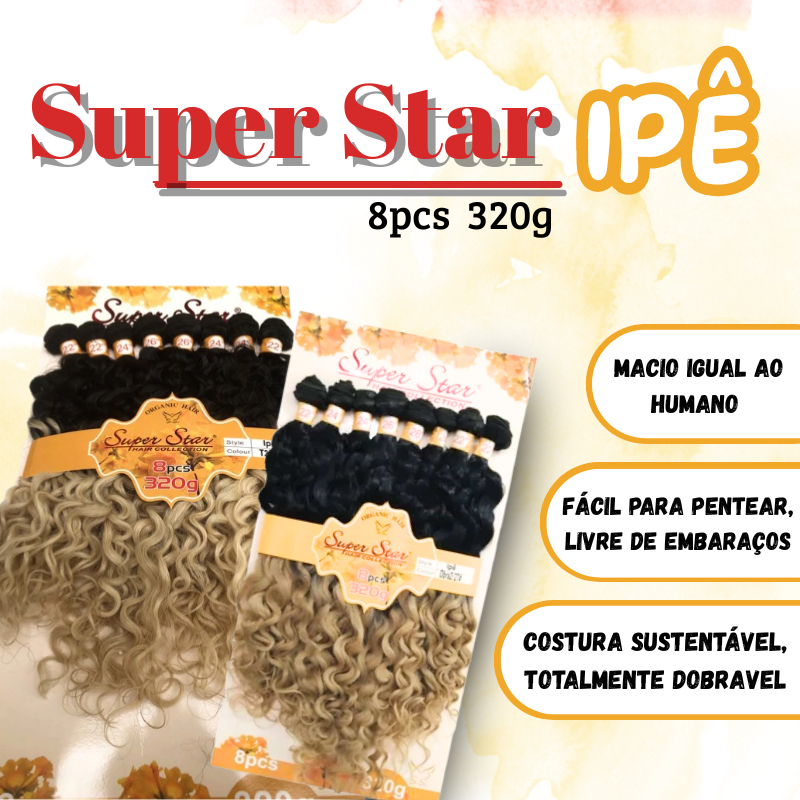 Cabelo 100% Orgânico Cacheado Ipê Super Star Raiz Castanho Escuro Com Obre Hair Loiro Claro