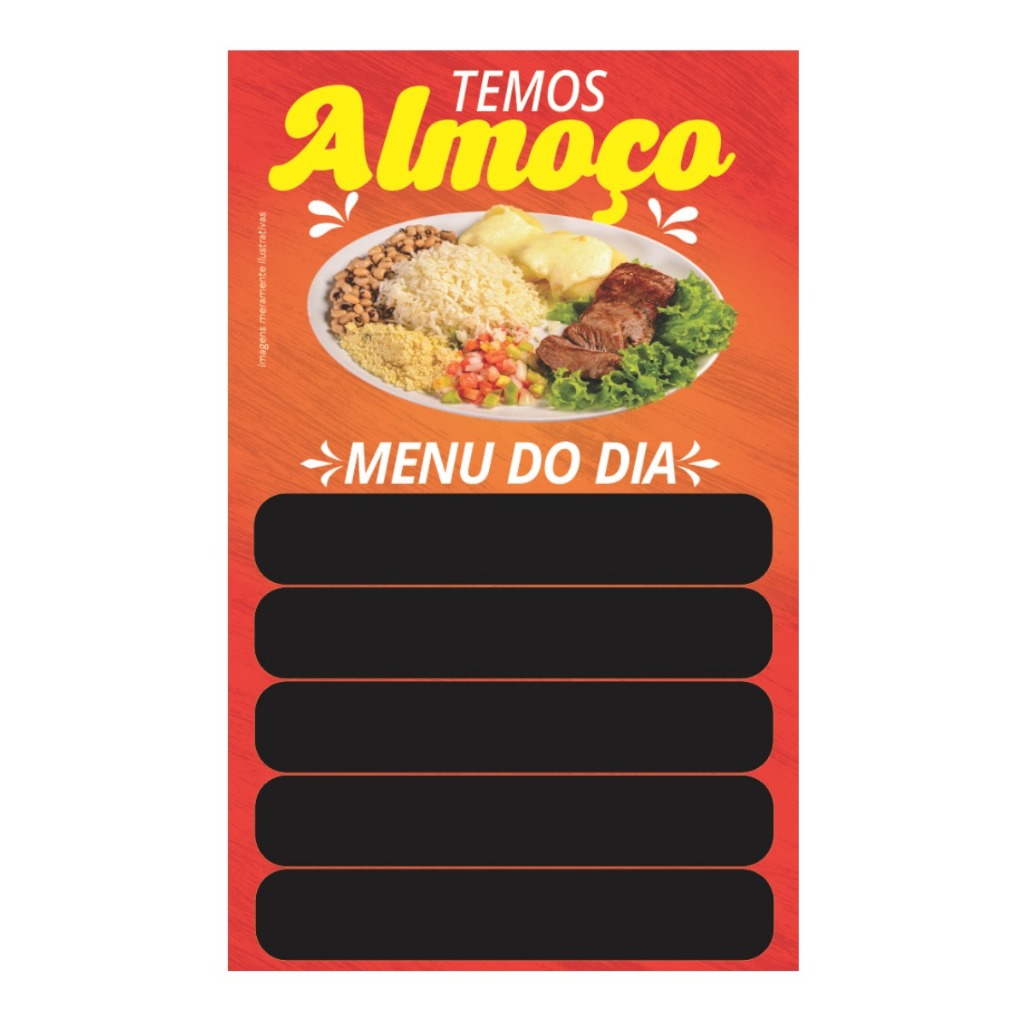 BANNER TEMOS ALMOÇO MENU DO DIA 5 LINHAS 40X60CM em Oferta na Shopee