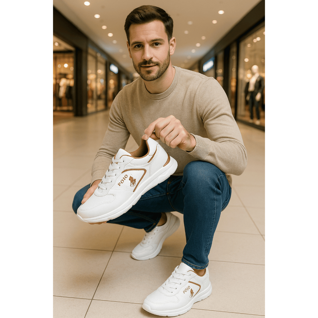 Sapatênis Masculino Polo Branco Casual – Super Leve, Estiloso e Confortável para o Dia a Dia