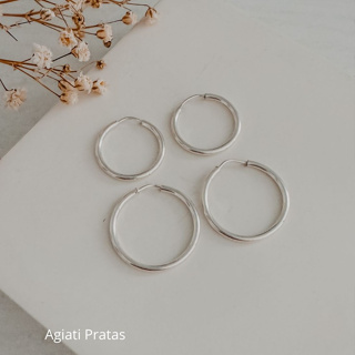 Kit 2 Pares de Brincos de Argola Redonda em Prata 925 Legitima em Oferta na Shopee