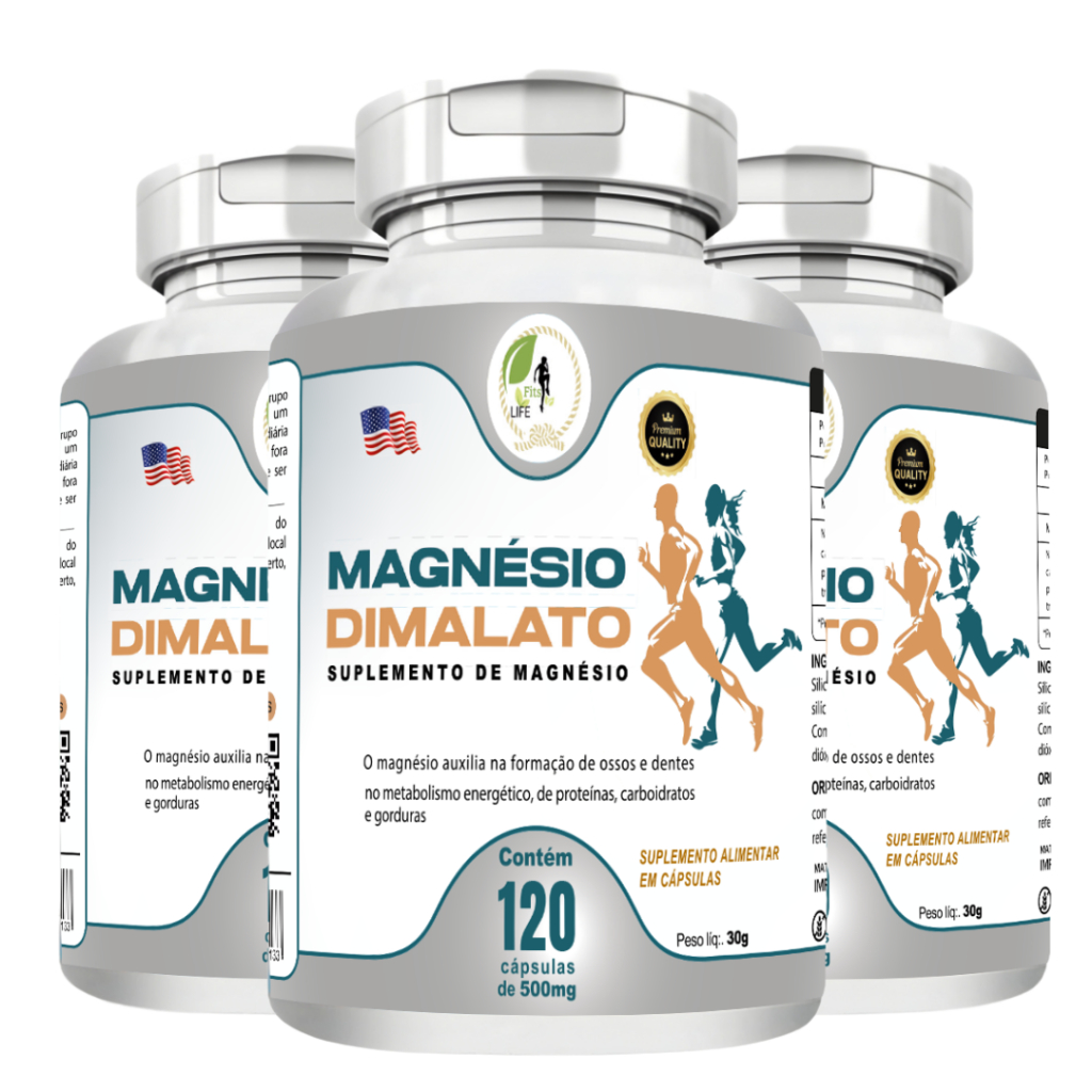 Kit C/3 Magnésio Dimalato 120 Capsulas - Fits Life