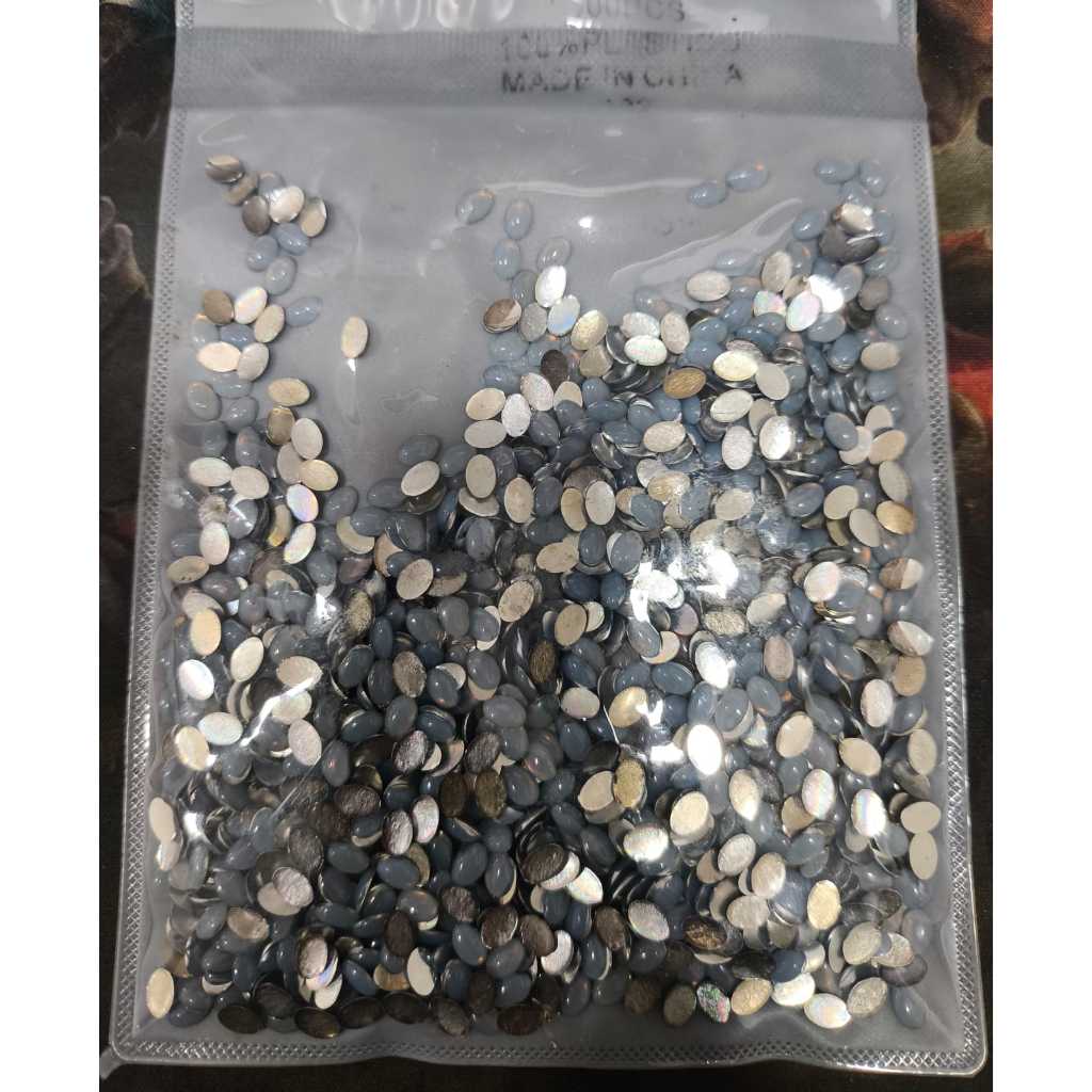 Pacote Fechado Pedrarias Oval 4x6 Opalina Azul 1000pçcs para Adesivos de Unhas Joinha