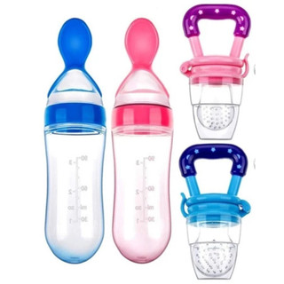 Alimentação Infantil Chupeta Mordedor Porta Frutas e Mamadeira de Silicone com Colher Dos…