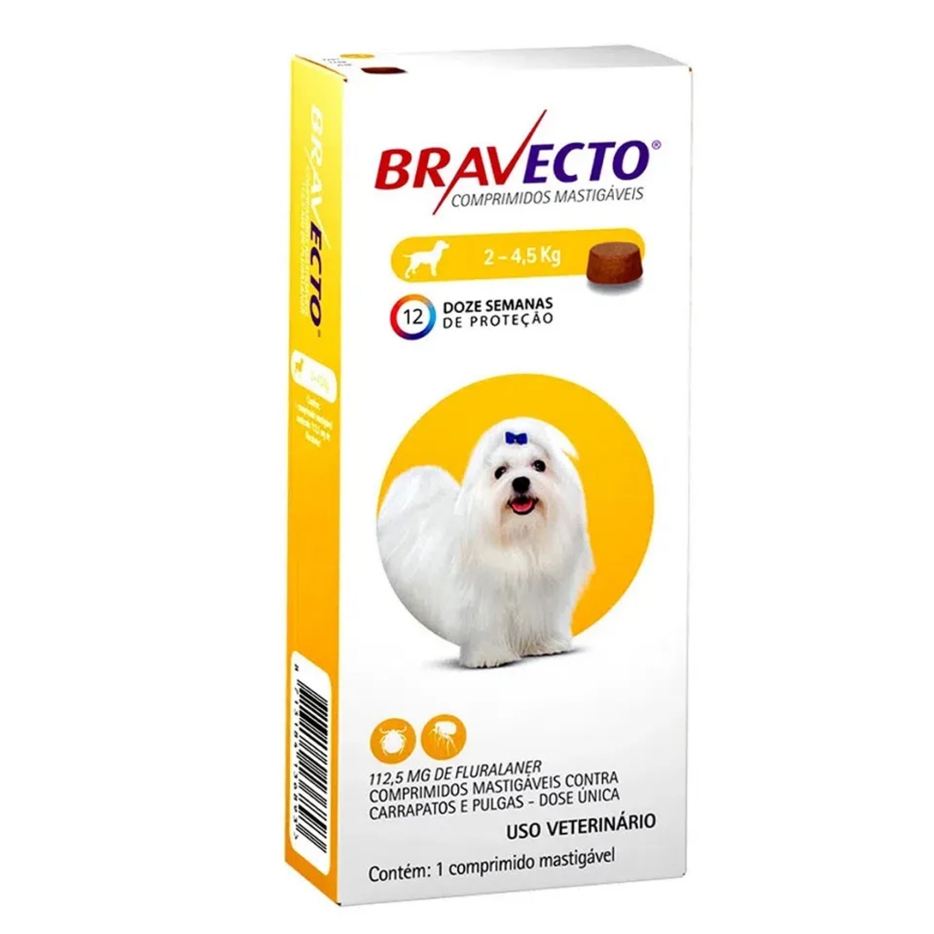 Bravecto Cães De 2 A 4,5kg 112,5mg Antipulgas e Carrapatos