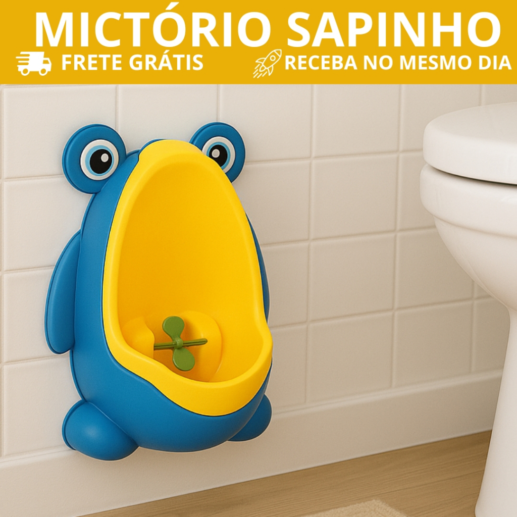 Mictorio Sapinho Pinico Desfralde Criança Treino Baby Azul e Amarelo