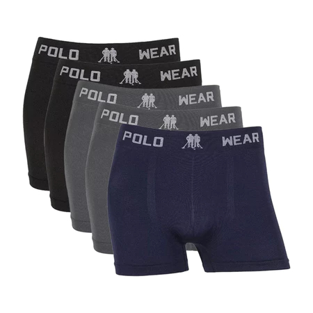 Kit 5 Cuecas Boxer Polo Wear Masculina Original Microfibra Sem Costura Conforto Premium em Oferta na Shopee